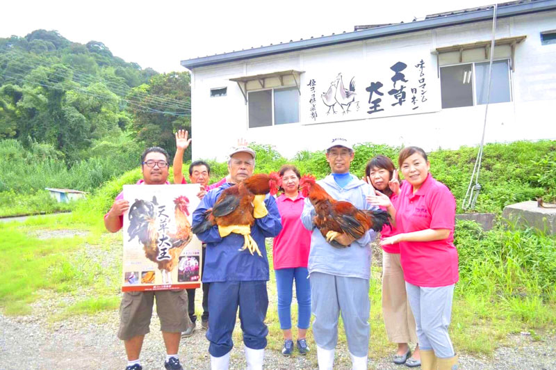 遠山氏の代名詞ともいえる“天草大王”。遠山氏の地元、熊本県のみで飼育されており、飼料へのこだわりも高く、一般のブロイラーなどに比べ飼育期間が長いことも特徴だ
