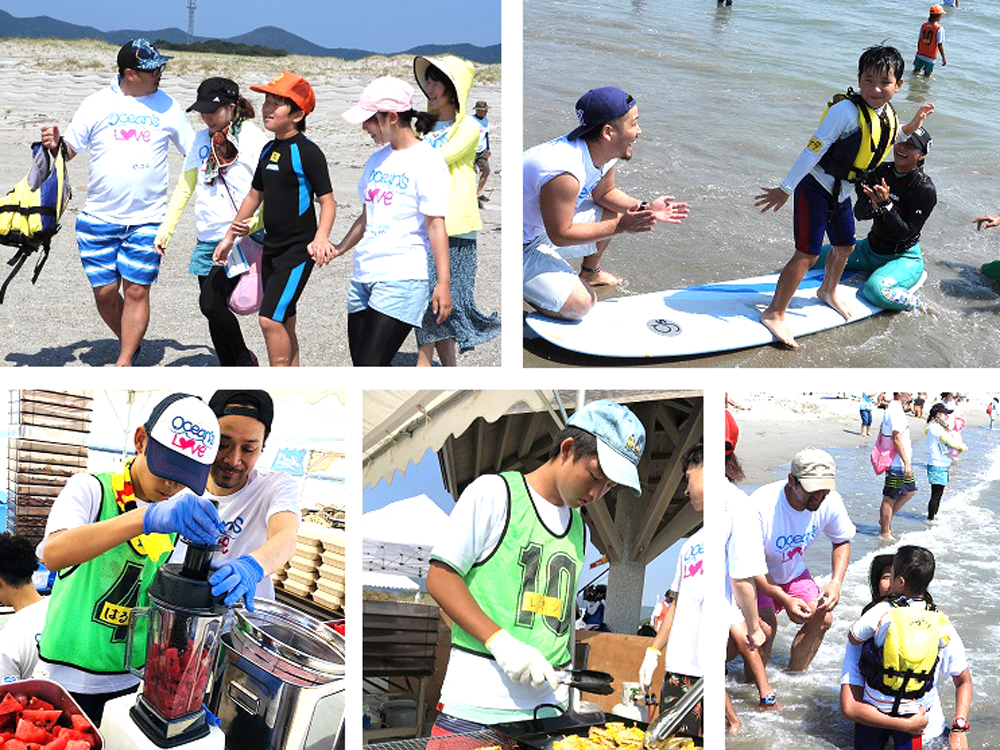 Ocean‘s Loveでは、知的がい児・発達障がい児の小学1年生~高校生3年生までを対象にしたサーフィンスクールを、神奈川県茅ケ崎を中心に開催している