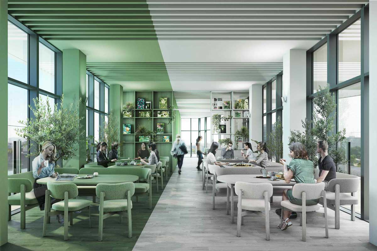 toggle hotel suidobashi の最上階に設けるテラス付きのcafé＆Lounge