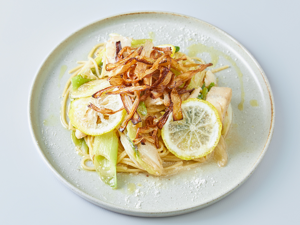 「KNOCK」監修のパスタ。「KNOCK」ファンには貴重な「Café WASUGAZEN」限定レシピだ