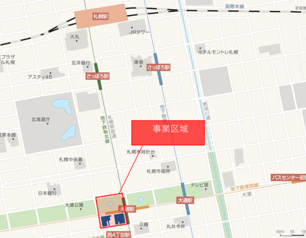 平和不動産社が手掛ける大通駅直結の複合施設開発計画、ラグジュアリーホテルを構え2028年度の竣工見込む